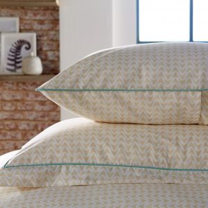 Apache 100% Cotton Percale Duvet Cover & Pillowcase Set White/Natural