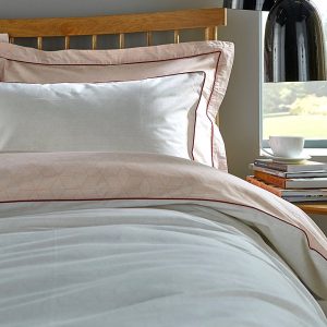 Apollo 100% Cotton Percale Truffle/Coral Duvet Cover & Pillowcase Set