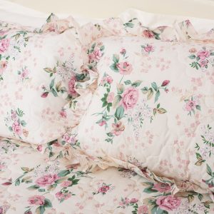 Rose Garden Traditional Quilted Fitted Bedspread & Pillowsham Set