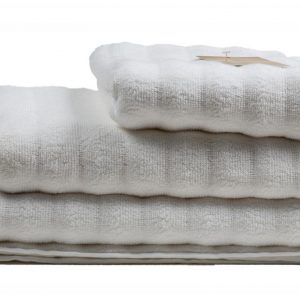 Linen Border Luxury 100% Pure Combed Cotton Towels 600gsm White/Duck Egg (Pack of 2)