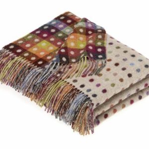 Bronte By Moon Multi Spot 100% Merino Lambswool Throw Beige
