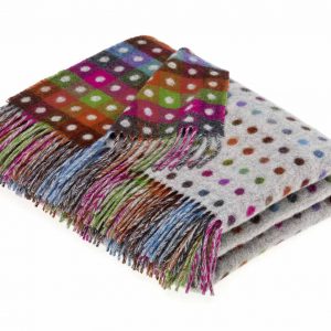 Bronte By Moon Multi Spot 100% Pure Merino Lambswool Throw Grey