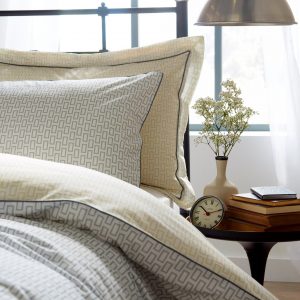 Zen 100% Cotton Percale Duvet Cover & Pillowcase Set White/Grey/Mustard