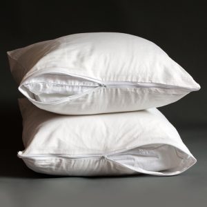 Anti-Allergy 100% Cotton Zipped Pillow Protector Pair Fully Encased