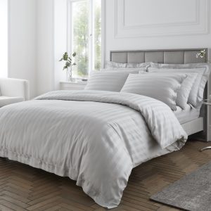 Superior 400 Thread Count Certified Egyptian Cotton Sateen Bed Linen Silver Grey