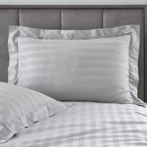 Caravan Luxury Satin Stripe Duvet Cover and Pillowcase Set Cut Off Bed Superior 400 Thread Count Certified Egyptian Cotton Sateen Bed Linen 3 Colours