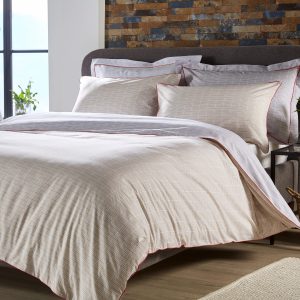 Milo 100% Cotton Percale Duvet Cover & Pillowcase Set White/Grey/Mustard