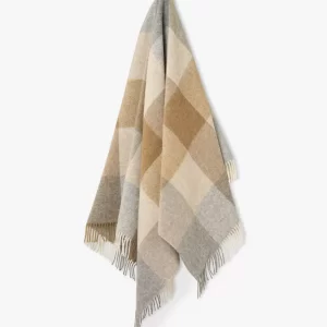 Bronte By Moon Block Islay 100% Merino Lambswool Throw Natural