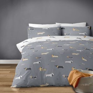 Dachy's Sausage Dog Printed Easy Care Duvet Cover Set 200 Thread Count