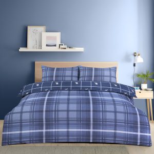 Life from Coloroll Layton Printed Brushed Cotton Rich Duvet Cover & Pillowcase Set