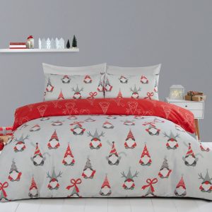 Life from Coloroll Rudy Printed Brushed Cotton Rich Duvet Cover & Pillowcase Set- Red Check with Cream Check Reverse