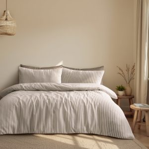 Weave & Co. Henley Stripe 100% Cotton Duvet & Pillowcase Set - Natural